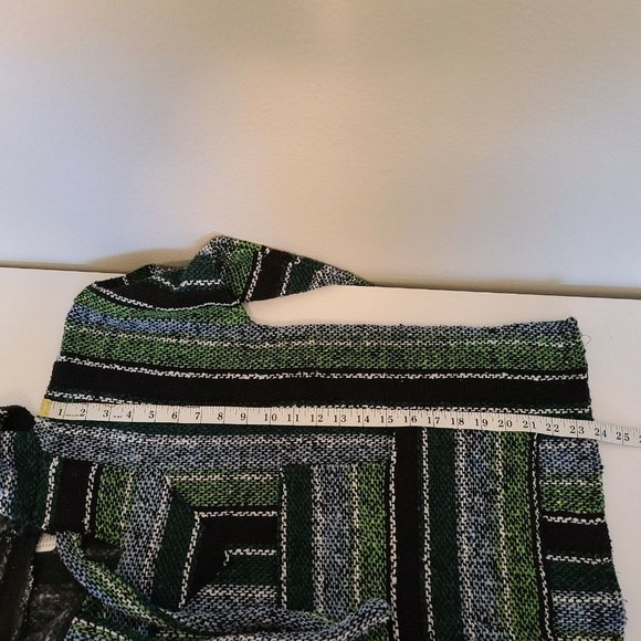 Mexican Southwest Baja Chunky Poncho Hoodie Hippie Festival Drug Rug Size Small - Picture 6 of 7